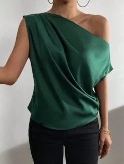 Outlet Women's Camisole Tank Top Solid Color Casual Sleeveless Crew Neck Regular Tops Daily Print Grass Green Green Beige Summer Spring Women Tank Tops & Camis