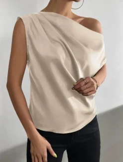 Outlet Women's Camisole Tank Top Solid Color Casual Sleeveless Crew Neck Regular Tops Daily Print Grass Green Green Beige Summer Spring Women Tank Tops & Camis