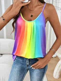 New Women's Camisole Tank Top Ombre Stylish Casual Sleeveless Crew Neck Regular Tops Daily Print Summer Women Tank Tops & Camis