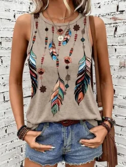 Sale Women's Camisole Tank Top Vest Stylish Ombre Print Sleeveless Regular Tops Crew Neck Vacation Casual Pink Sky Blue Khaki Rainbow Summer Women Tank Tops & Camis