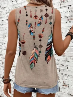 Sale Women's Camisole Tank Top Vest Stylish Ombre Print Sleeveless Regular Tops Crew Neck Vacation Casual Pink Sky Blue Khaki Rainbow Summer Women Tank Tops & Camis