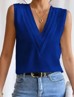 Clearance Women's Camisole Tank Top Elegant Vintage Fashion Sleeveless Sleeveless Regular Tops V Neck Casual Black White Wine Blue Women Tank Tops & Camis