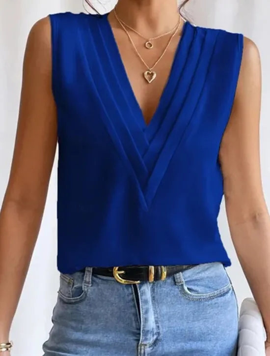 Clearance Women's Camisole Tank Top Elegant Vintage Fashion Sleeveless Sleeveless Regular Tops V Neck Casual Black White Wine Blue Women Tank Tops & Camis