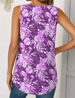 Best Women's Camisole Tank Top Floral Graphic Vintage Tropical Stylish Sleeveless V Neck Long Tops Daily Print Yellow Navy Blue Purple Green Summer Spring Women Tank Tops & Camis