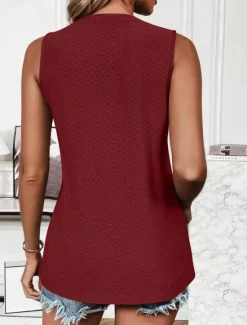 Clearance Women's Camisole Tank Top Solid Color Basic Casual Sleeveless Crew Neck Regular Tops Daily Eyelet Black Pink Wine Sky Blue Summer Women Tank Tops & Camis|Blouses & Shirts