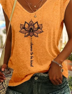 Outlet Women's Camisole Tank Top Floral Graphic Mandala Vintage Casual Sleeveless Crew Neck Regular Tops Daily Weekend Vacation Wear Print Blue Orange Summer Spring Women Tank Tops & Camis