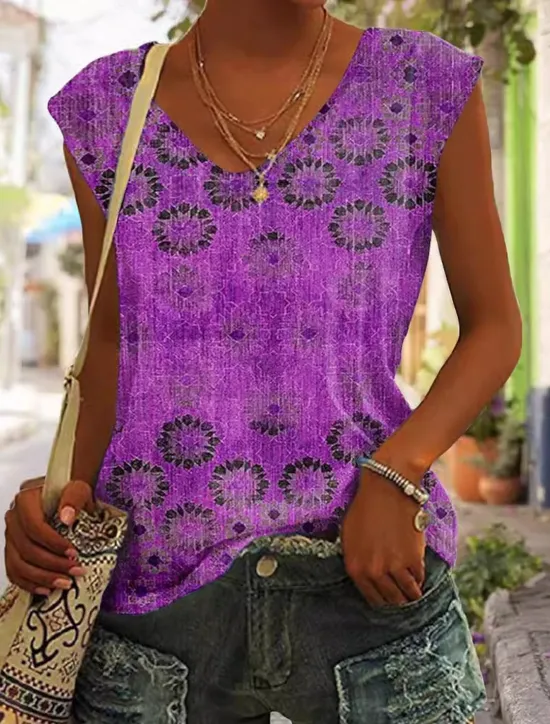Online Women's Camisole Tank Top Casual Floral Print Sleeveless Regular Tops V Neck Vacation Daily Yellow Red Blue Purple Green Summer Women Tank Tops & Camis
