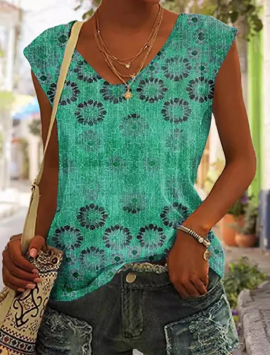 Online Women's Camisole Tank Top Casual Floral Print Sleeveless Regular Tops V Neck Vacation Daily Yellow Red Blue Purple Green Summer Women Tank Tops & Camis