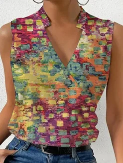 Online Women's Camisole Tank Top Floral Stylish Casual Sleeveless V Neck Regular Tops Daily Print Red Blue Green Gray Summer Women Tank Tops & Camis