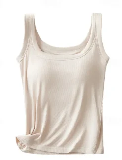 Sale Women's Camisole Tank Top Basic Sleeveless Regular Tops Crew Neck Black White Khaki Beige Gray Summer Women Tank Tops & Camis