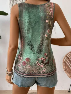 Sale Women's Camisole Tank Top Floral Ethnic Casual Sleeveless U Neck Regular Tops Daily Print Summer Women Tank Tops & Camis