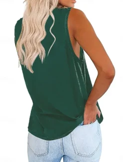 Women's Camisole Tank Top Pink Blue Green Plain Pocket Daily Basic Modern V Neck Regular Fit S Women Tank Tops & Camis