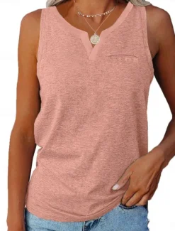 Women's Camisole Tank Top Pink Blue Green Plain Pocket Daily Basic Modern V Neck Regular Fit S Women Tank Tops & Camis