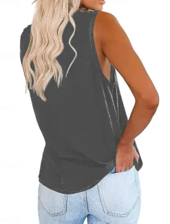 Women's Camisole Tank Top Pink Blue Green Plain Pocket Daily Basic Modern V Neck Regular Fit S Women Tank Tops & Camis