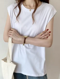 New Women's Camisole Tank Top Solid Color Daily Basic Casual Sleeveless Crew Neck Regular Tops Daily Black White Yellow Blue Brown Summer Women Tank Tops & Camis
