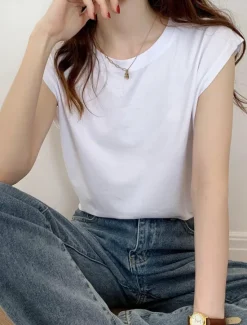 New Women's Camisole Tank Top Solid Color Daily Basic Casual Sleeveless Crew Neck Regular Tops Daily Black White Yellow Blue Brown Summer Women Tank Tops & Camis