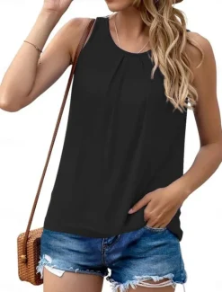 Women's Camisole Tank Top Solid Color Daily Stylish Casual Sleeveless Crew Neck Regular Tops Daily Black White Royal Blue Blue Summer Women Tank Tops & Camis|Shirts