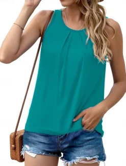Women's Camisole Tank Top Solid Color Daily Stylish Casual Sleeveless Crew Neck Regular Tops Daily Black White Royal Blue Blue Summer Women Tank Tops & Camis|Shirts