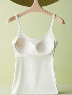 Best Women's Camisole Tank Top Adjustable Spaghetti Strap Pastel Pink Cream White Solid Color Basic Layering Spring Summer Casual Comfort Fit Clothing Apparel Women Tank Tops & Camis