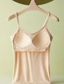 Best Women's Camisole Tank Top Adjustable Spaghetti Strap Pastel Pink Cream White Solid Color Basic Layering Spring Summer Casual Comfort Fit Clothing Apparel Women Tank Tops & Camis