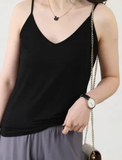 Women's Camisole Tank Top Solid Color Daily Sleeveless Crew Neck Regular Tops Daily Backless Light Blue Iron Gray Denim Blue Matcha green Black Summer Women Tank Tops & Camis