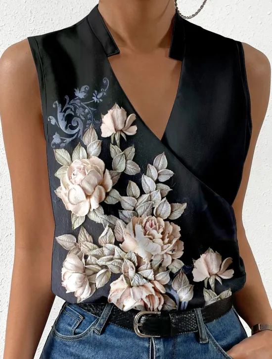 Best Women's Camisole Tank Top Fashion Floral Print Sleeveless Regular Tops V Neck Casual Holiday Summer Women Tank Tops & Camis|Spring Tops