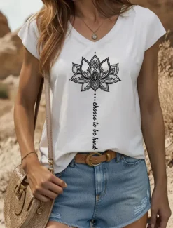 Discount Women's Camisole Tank Top Floral Graphic Letter Vintage Stylish Classic Sleeveless Short Sleeve V Neck Regular Tops Daily Vacation Wear Print Black White Yellow Red Blue Summer Spring Women T-Shirts|Tank Tops & Camis