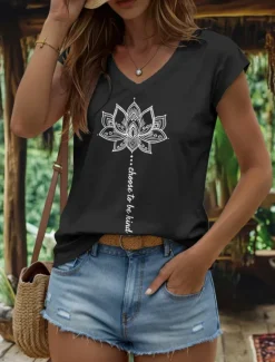 Discount Women's Camisole Tank Top Floral Graphic Letter Vintage Stylish Classic Sleeveless Short Sleeve V Neck Regular Tops Daily Vacation Wear Print Black White Yellow Red Blue Summer Spring Women T-Shirts|Tank Tops & Camis
