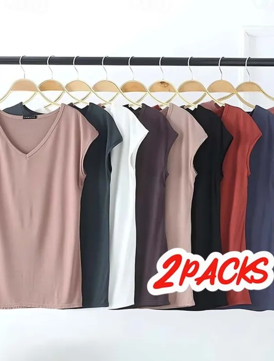 Clearance Women's Camisole Tank Top Solid Color Plain Daily Sleeveless V Neck Regular Tops White and Blue White and Red Red / black Green / Red White and Pink Spring, Fall, Winter, Summer Women Tank Tops & Camis