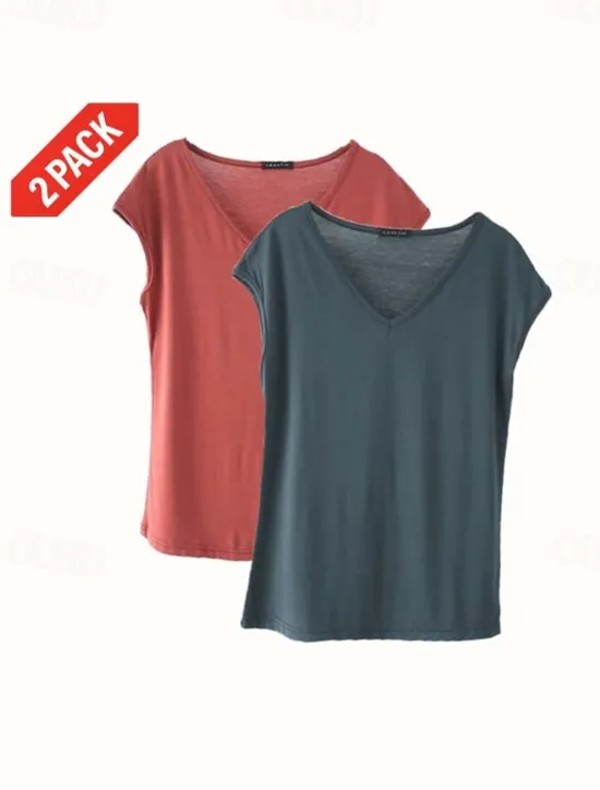 Clearance Women's Camisole Tank Top Solid Color Plain Daily Sleeveless V Neck Regular Tops White and Blue White and Red Red / black Green / Red White and Pink Spring, Fall, Winter, Summer Women Tank Tops & Camis