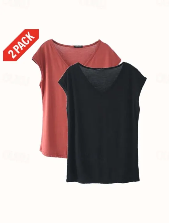 Clearance Women's Camisole Tank Top Solid Color Plain Daily Sleeveless V Neck Regular Tops White and Blue White and Red Red / black Green / Red White and Pink Spring, Fall, Winter, Summer Women Tank Tops & Camis