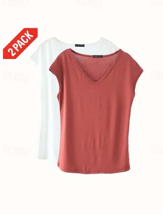 Clearance Women's Camisole Tank Top Solid Color Plain Daily Sleeveless V Neck Regular Tops White and Blue White and Red Red / black Green / Red White and Pink Spring, Fall, Winter, Summer Women Tank Tops & Camis