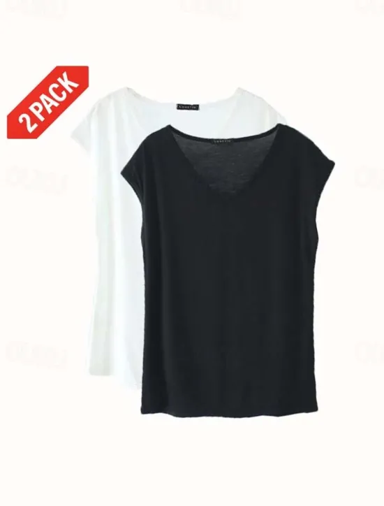 Clearance Women's Camisole Tank Top Solid Color Plain Daily Sleeveless V Neck Regular Tops White and Blue White and Red Red / black Green / Red White and Pink Spring, Fall, Winter, Summer Women Tank Tops & Camis