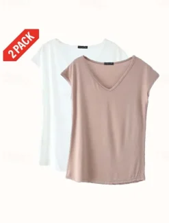 Clearance Women's Camisole Tank Top Solid Color Plain Daily Sleeveless V Neck Regular Tops White and Blue White and Red Red / black Green / Red White and Pink Spring, Fall, Winter, Summer Women Tank Tops & Camis