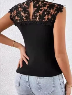 Best Women's Camisole Tank Top Solid Color Elegant Daily Stylish Sleeveless Crew Neck Regular Tops Daily Hollow Out Summer Spring Women Tank Tops & Camis
