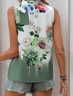 Best Women's Camisole Tank Top Floral Stylish Casual Sleeveless Turtleneck Regular Tops Daily Print Summer Women Spring Tops|Tank Tops & Camis