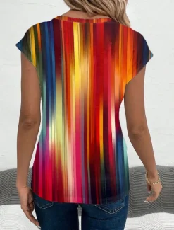 Best Women's Camisole Tank Top Vest Ombre Heart Stylish Sleeveless V Neck Regular Tops Daily Print Purple Green Rainbow Summer Women T-Shirts|Tank Tops & Camis