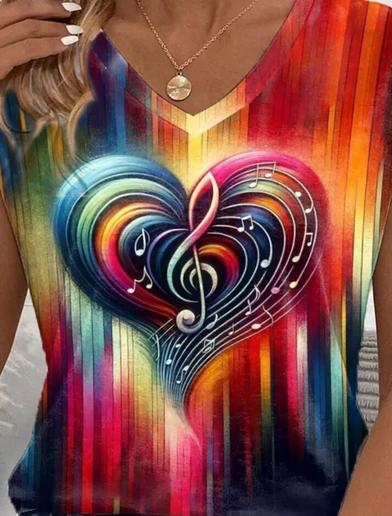 Best Women's Camisole Tank Top Vest Ombre Heart Stylish Sleeveless V Neck Regular Tops Daily Print Purple Green Rainbow Summer Women T-Shirts|Tank Tops & Camis
