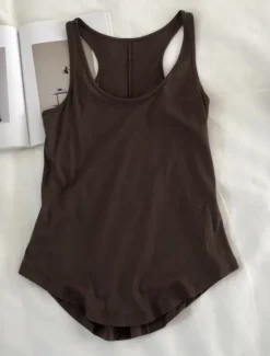 New Women's Camisole Tank Top Solid Color Daily Stylish Casual Sleeveless Scoop Neck Regular Tops Daily Backless Black Light Brown Brown Summer Women Tank Tops & Camis
