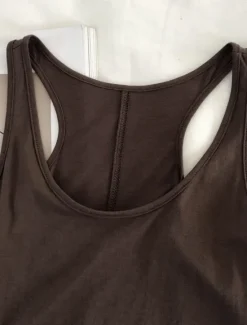 New Women's Camisole Tank Top Solid Color Daily Stylish Casual Sleeveless Scoop Neck Regular Tops Daily Backless Black Light Brown Brown Summer Women Tank Tops & Camis