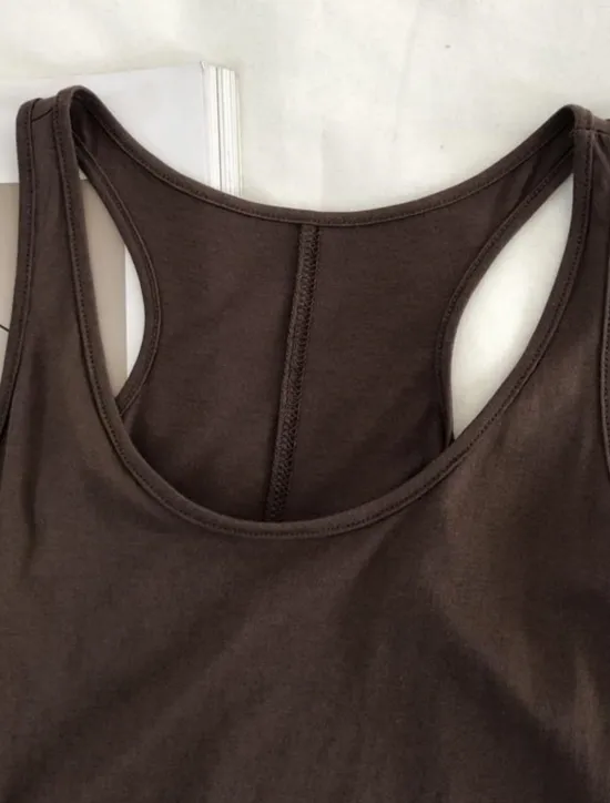 New Women's Camisole Tank Top Solid Color Daily Stylish Casual Sleeveless Scoop Neck Regular Tops Daily Backless Black Light Brown Brown Summer Women Tank Tops & Camis