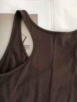 New Women's Camisole Tank Top Solid Color Daily Stylish Casual Sleeveless Scoop Neck Regular Tops Daily Backless Black Light Brown Brown Summer Women Tank Tops & Camis