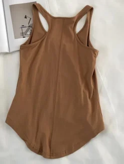 New Women's Camisole Tank Top Solid Color Daily Stylish Casual Sleeveless Scoop Neck Regular Tops Daily Backless Black Light Brown Brown Summer Women Tank Tops & Camis