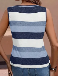 Clearance Women's Camisole Tank Top Striped Stylish Casual Sleeveless Square Neck Regular Tops Daily Print Blue Purple Green Summer Women Tank Tops & Camis