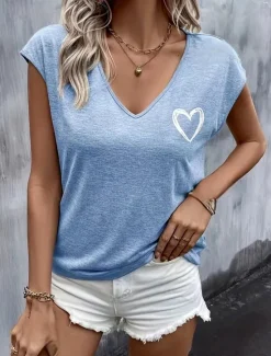 Sale Women's Camisole Tank Top Boho Heart Bohemia Vintage Stylish Sleeveless Crew Neck Regular Tops Daily Weekend Vacation Wear Print Pink Royal Blue Light Blue Summer Spring Women Tank Tops & Camis