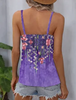 Women's Camisole Tank Top Floral Stylish Casual Sleeveless Strap Regular Tops Daily Print Summer Women Blouses & Shirts