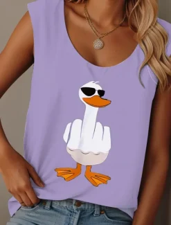 Online Women's Camisole Tank Top Graphic Animal Graffiti Daily Casual Sleeveless Crew Neck Scoop Neck Regular Tops Daily Print Black Pink Blue Purple Summer Spring Women Tank Tops & Camis