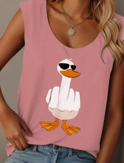 Online Women's Camisole Tank Top Graphic Animal Graffiti Daily Casual Sleeveless Crew Neck Scoop Neck Regular Tops Daily Print Black Pink Blue Purple Summer Spring Women Tank Tops & Camis