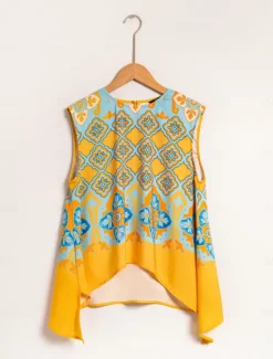 Outlet Women's Camisole Tank Top Satin Boho Double Slit Crew Neck Sleeveless Camisole Tank Top Women Tank Tops & Camis
