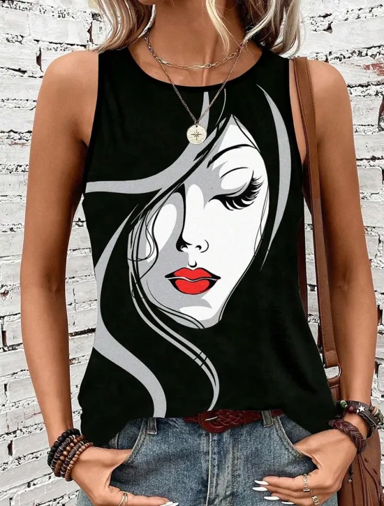 Hot Women's Camisole Tank Top Daily Color Block Geometric Sleeveless Summer Women Tank Tops & Camis